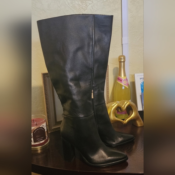 Guess LEATHER Black Knee High Boots - NEVER WORN - Picture 3 of 6